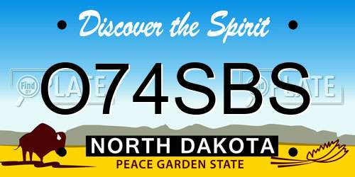 O74SBS North Dakota License Plate