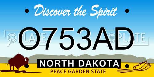 O753AD North Dakota License Plate