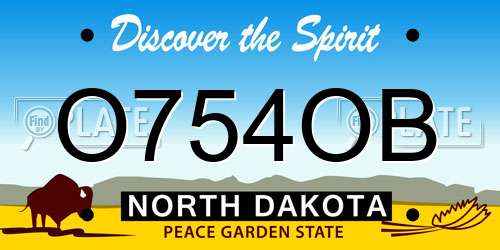 O754OB North Dakota License Plate