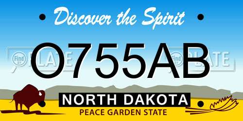 O755AB North Dakota License Plate