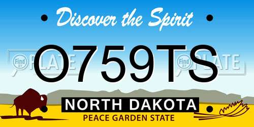O759TS North Dakota License Plate