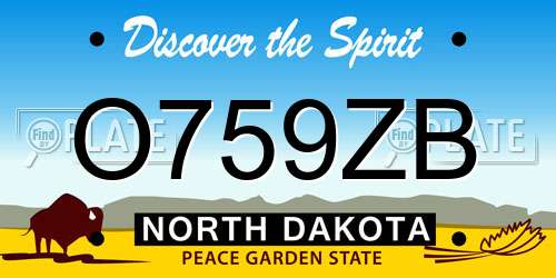 O759ZB North Dakota License Plate