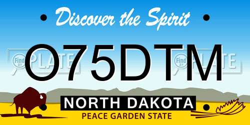 O75DTM North Dakota License Plate