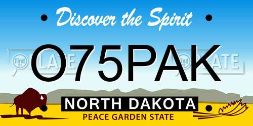 O75PAK North Dakota License Plate