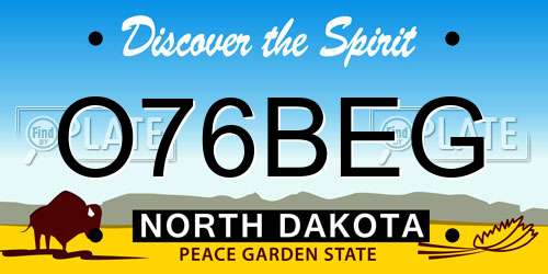 O76BEG North Dakota License Plate