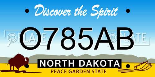 O785AB North Dakota License Plate