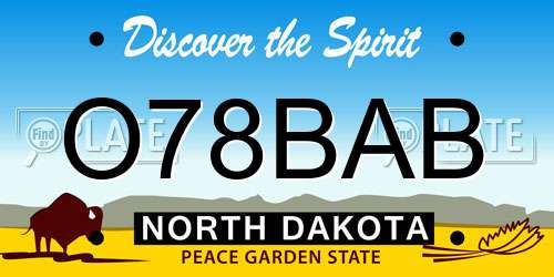 O78BAB North Dakota License Plate