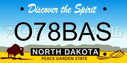 O78BAS North Dakota License Plate