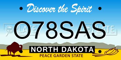 O78SAS North Dakota License Plate