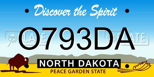 O793DA North Dakota License Plate