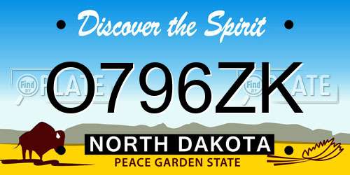 O796ZK North Dakota License Plate