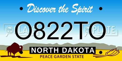 O822TO North Dakota License Plate