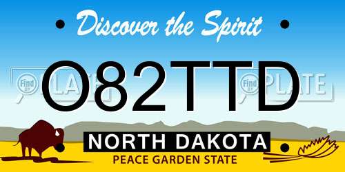O82TTD North Dakota License Plate