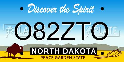 O82ZTO North Dakota License Plate