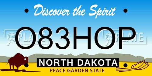 O83HOP North Dakota License Plate