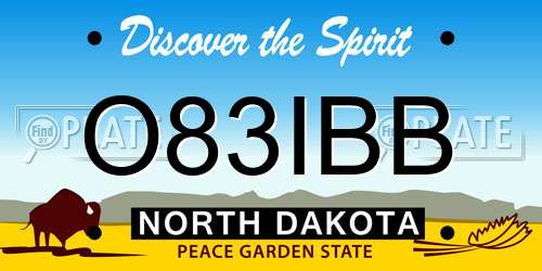 O83IBB North Dakota License Plate