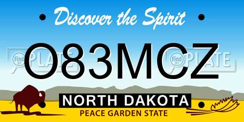 O83MCZ North Dakota License Plate