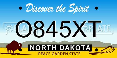 O845XT North Dakota License Plate