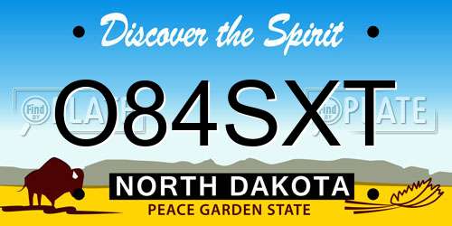 O84SXT North Dakota License Plate