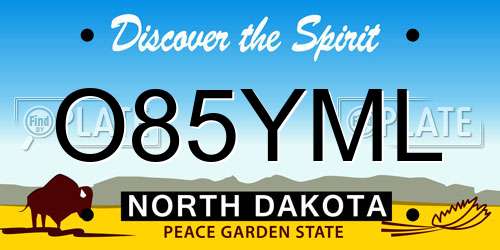 O85YML North Dakota License Plate