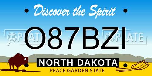O87BZI North Dakota License Plate