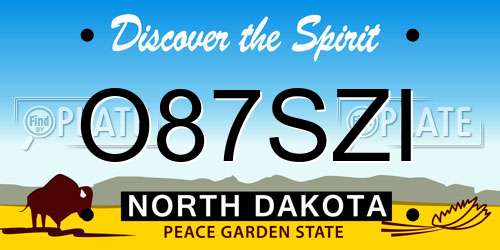 O87SZI North Dakota License Plate
