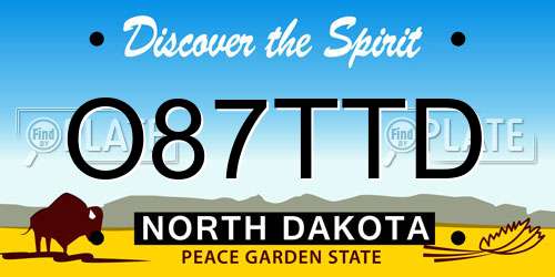 O87TTD North Dakota License Plate