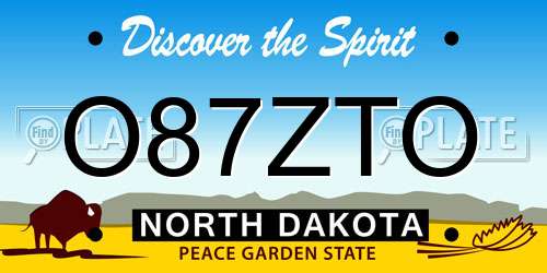 O87ZTO North Dakota License Plate