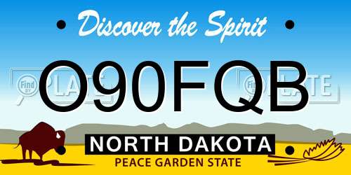 O90FQB North Dakota License Plate