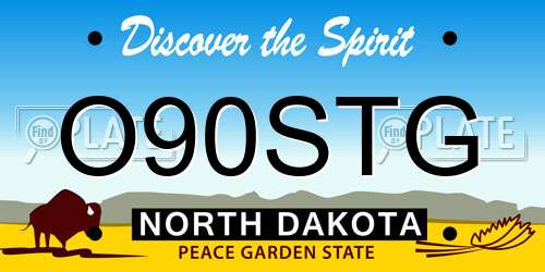 O90STG North Dakota License Plate