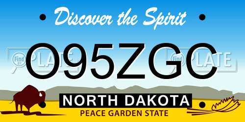 O95ZGC North Dakota License Plate