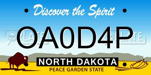 OA0D4P North Dakota License Plate