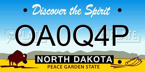 OA0Q4P North Dakota License Plate