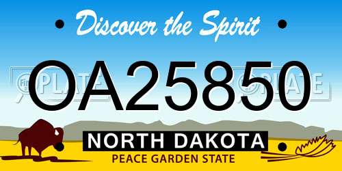 OA25850 North Dakota License Plate