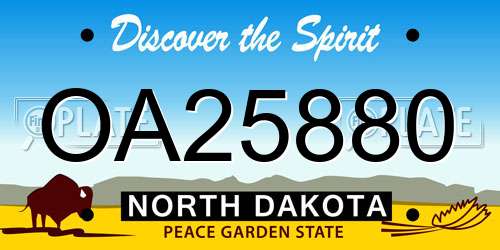 OA25880 North Dakota License Plate