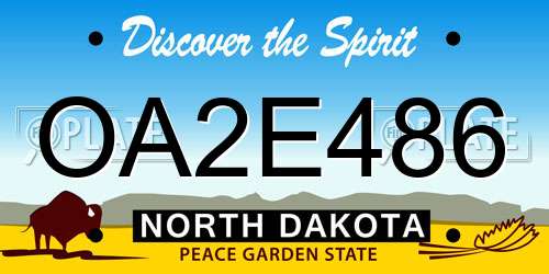 OA2E486 North Dakota License Plate