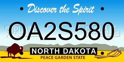 OA2S580 North Dakota License Plate