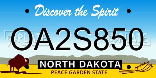 OA2S850 North Dakota License Plate