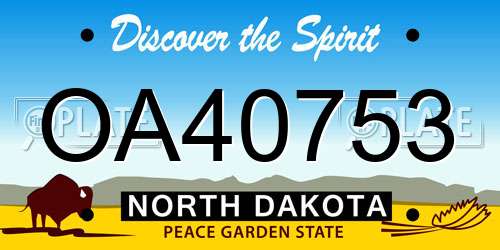 OA40753 North Dakota License Plate