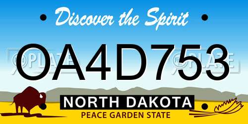 OA4D753 North Dakota License Plate