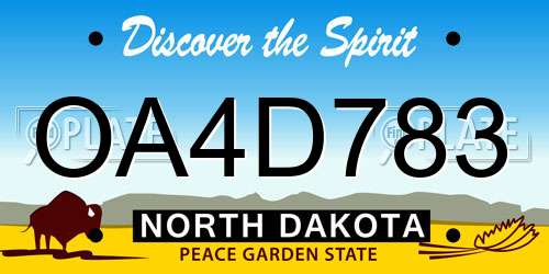 OA4D783 North Dakota License Plate
