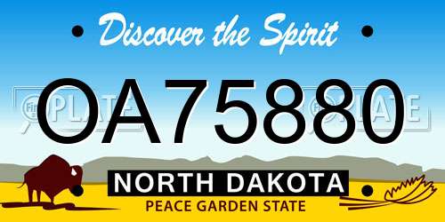 OA75880 North Dakota License Plate