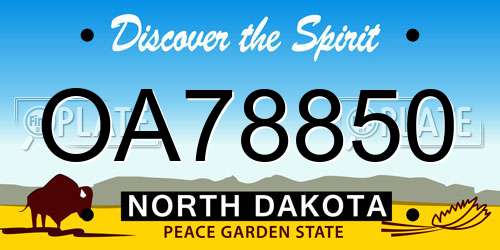 OA78850 North Dakota License Plate