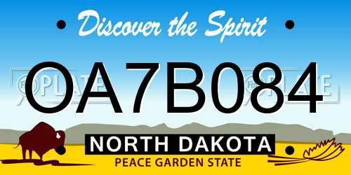 OA7B084 North Dakota License Plate