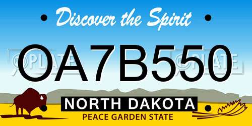 OA7B550 North Dakota License Plate