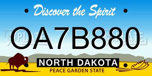 OA7B880 North Dakota License Plate