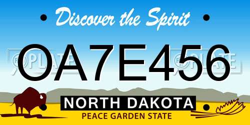 OA7E456 North Dakota License Plate