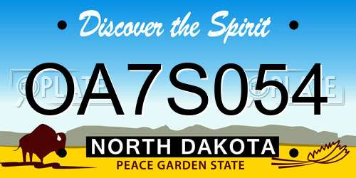 OA7S054 North Dakota License Plate