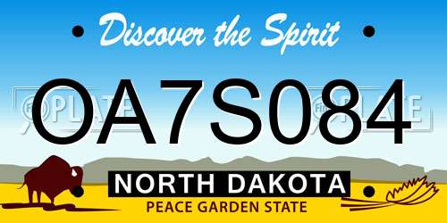 OA7S084 North Dakota License Plate