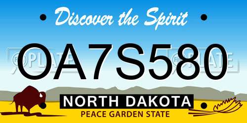 OA7S580 North Dakota License Plate